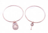 Rhinestone Lock & Key Drop Bangle Bracelet