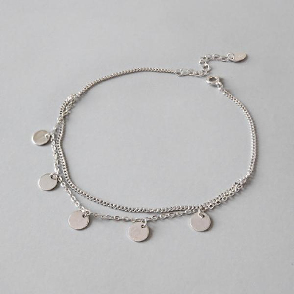 Double Layer Sterling Silver Anklet for Women Foot Chain Bracelet