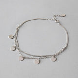 Double Layer Sterling Silver Anklet for Women Foot Chain Bracelet