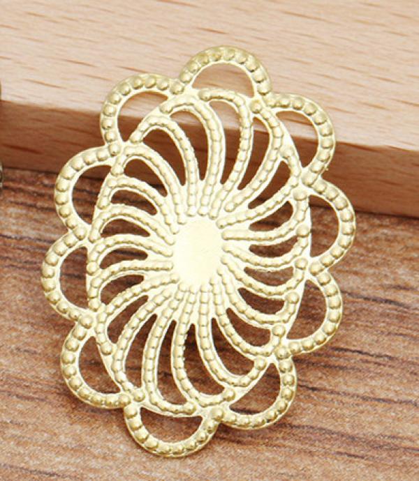 100pcs Metal Brass Filigree Flowers Stamping Plate 20*26mm DIY Jewelry Findings