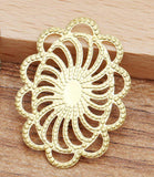 100pcs Metal Brass Filigree Flowers Stamping Plate 20*26mm DIY Jewelry Findings