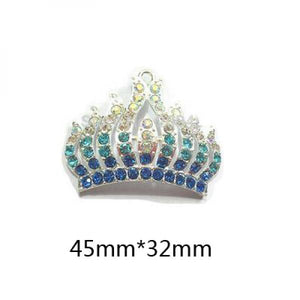 10pcs Enamel/Chunky Rhinestone Crown & Cross Pendants for Necklace Making