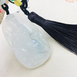 Ice Chalcedony Jade Guanyin Pendant Necklace