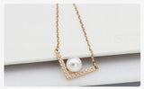 Natural Pearl V-shaped Crystals Necklace Pendant