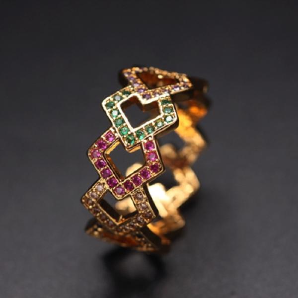 Rainbow Cubic Zirconia Ring for Women, Size 6-9