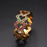 Rainbow Cubic Zirconia Ring for Women, Size 6-9