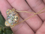 Micro Pave CZ Teddy Bear Charm Bracelet for Women