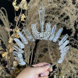 Hollow Moon Crystal Crown Headband Wicca Bridal Party Accessory