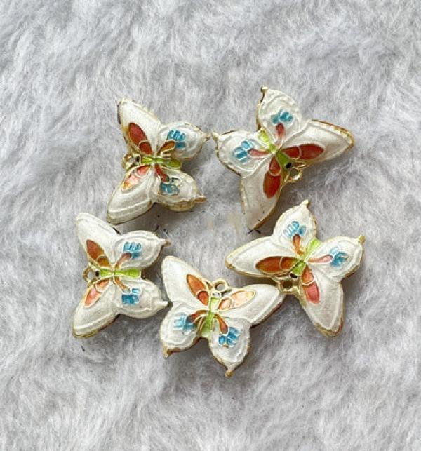 5pcs Cloisonne Butterfly Beads DIY Jewelry Making Charms Earrings Necklace