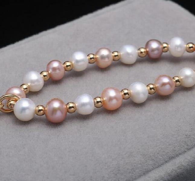Freshwater Pearl Bracelet Flower Pendant Natural