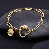 Classic Heart Bracelet Princess Cut CZ Pendant Bangles Copper Jewelry