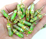 Natural Stone Lapis Turquoises Quartz Crystal Hexagonal Pendants