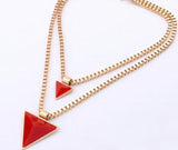 Triangular Geometry Double Necklace Statement Necklaces