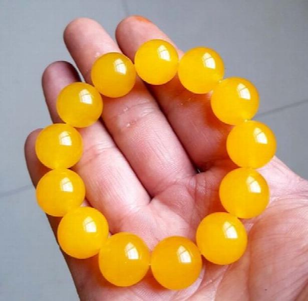 Zheru Agate & Chalcedony Yellow Bead Bracelet