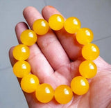 Zheru Agate & Chalcedony Yellow Bead Bracelet