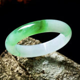 Zheru Jewelry Natural Burmese Jadeite Green Two-Tone Bracelet