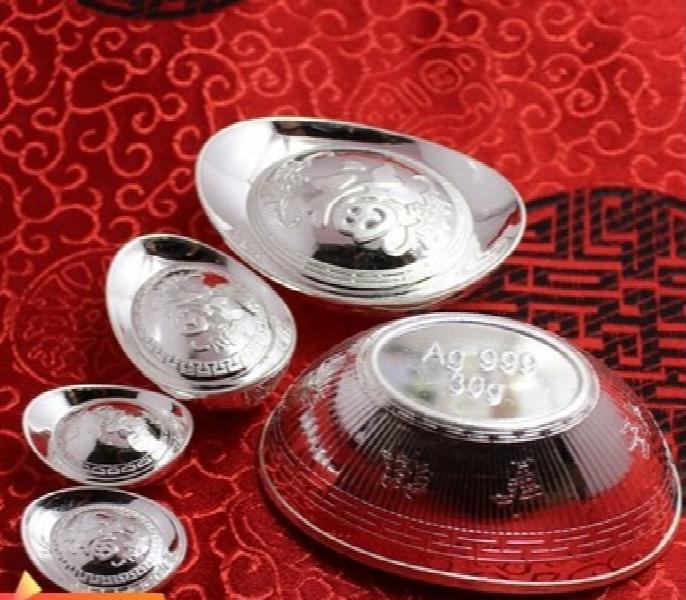 999 Pure Silver Yuanbao Jewelry 0.5g-50g
