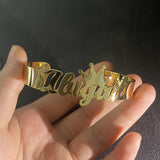 Name Bangle Crown Steel Cuff Bracelet Letters Women Gift
