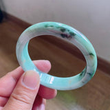 Natural 54mm-64mm Light Flower Burmese Jadeite Bracelet Princess Jewelry