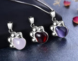S925 Sterling Silver Crystal Dog Footprint Pendant