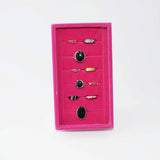 Hot Pink Jewelry Trays Ring Display Stand Box 7 Slot Velvet Bracelet Showcase