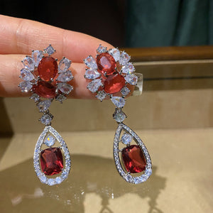 Pigeon Blood Red Water Drop Ruby Earrings