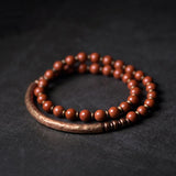 Red Stone Copper African Green Beaded Couple Bracelets
