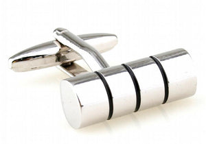 Shirt Cufflinks Silver Cylinder Business Men