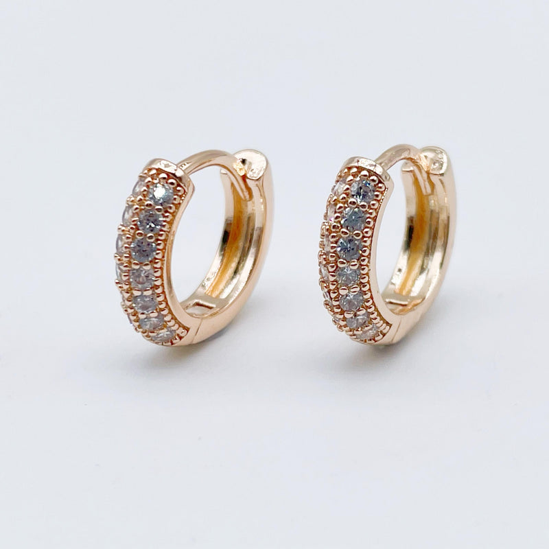 Small 585 Rose Micro Wax Inlay Zircon Earrings for Girls