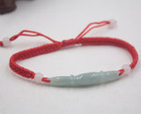 Natural Jadeite Bamboo Beads Red Rope Luck Bracelet
