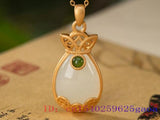 Jade Lucky Bag Pendant Necklace 925 Silver Gemstone Charm