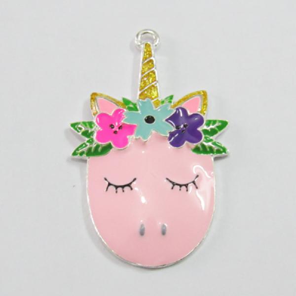 10pcs/bag Enamel Glittler Unicorn Pendant For Kids Jewelry Making