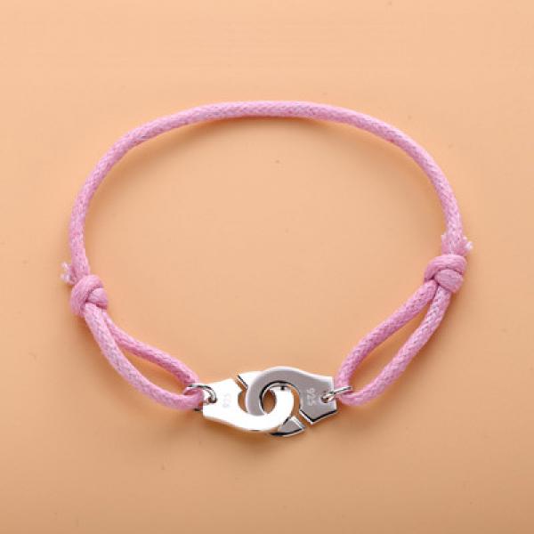 925 Silver Colorful Rope Adjustable Handcuff Bracelet Menotte