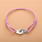 925 Silver Colorful Rope Adjustable Handcuff Bracelet Menotte