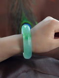 Zheru Jewelry Natural Burmese Emerald 54mm-64mm Light Green Flower Bracelet
