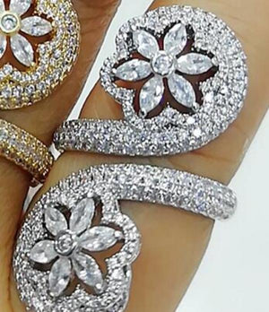 Baguettes Zircon Wedding Ring for Women Full CZ Crystal Bridal Jewelry