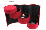 Cylinder Flannel Jewelry Organizer Box 3 Layer