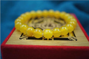 Natural Yellow Agate Bracelet Men Women Hand String