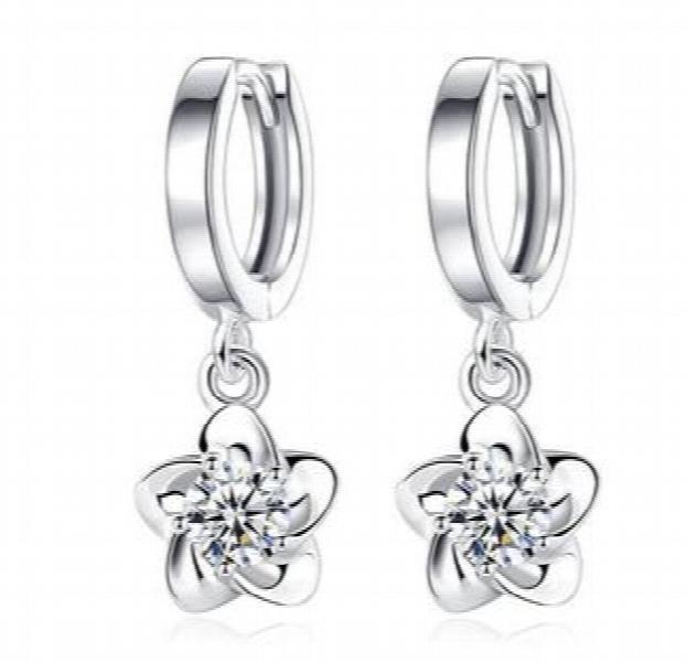 925 Silver Purple Gem Stone Zircon Crystal Diamond Earrings