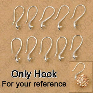 100pcs 925 Sterling Silver Earring Hook Ear Wires Crystal Beads
