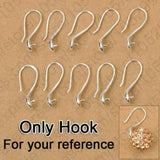 100pcs 925 Sterling Silver Earring Hook Ear Wires Crystal Beads