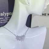 Leaves Flowers Chain Pendant Necklace For Women Diamond Crystal Gift Jewelry