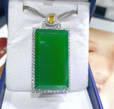 925 Silver Rose Good Luck Chalcedony Crystal Pendant