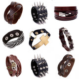 ZIMNO Goth spiral Stud Cuff brown Leather Bracelet
