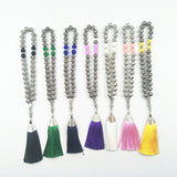 10mm Silver Plated Prayer Beads with Dark Tassel Islamic Rosary