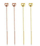 18k Heart Drop Earrings Long Earring 2 Colors