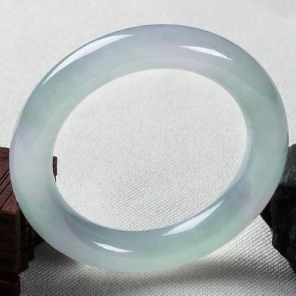 Zheru Jewelry Natural Burmese Jadeite Light Round Bar 54mm-64mm Bracelet