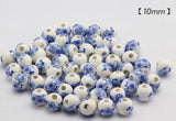 50 pcs Porcelain Beads DIY Ceramic Loose Beads Round Pattern