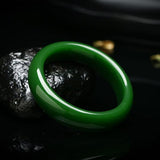 Zheru Jewelry Hetian Jade Green Bracelet 54-64mm Gift for Mother and Girlfriend