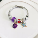 Sea Shell Starfish Ocean Model Charm Bracelet Women Girl Stainless Steel Bangle